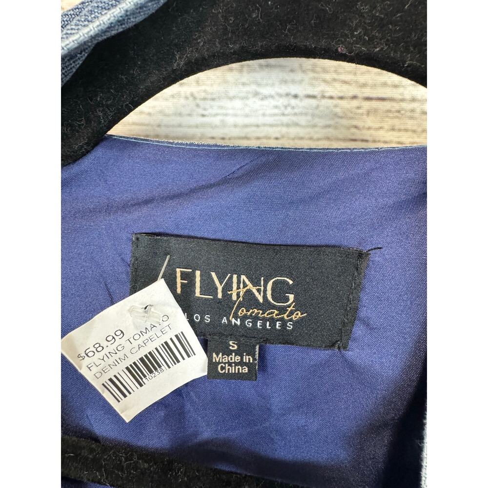 Flying Tomato Women's Denim Blue Capelet Jack Size Small - Picture 7 of 8